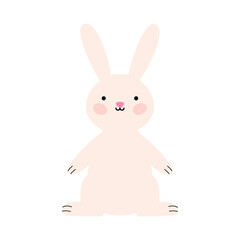 cute rabbit white front