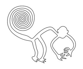 Monkey - geoglyph from Nazca  on transparent background