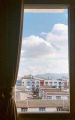 Fototapeta na wymiar The view outside the window with sunlight.