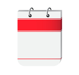 3d notebook, blank page notepad vector illustration. Red, white colored note page to use in education event, school, sketchbook projects. 