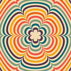 Fototapeta na wymiar Psychedelic retro groove background in muted warm tones. vector illustration. Pattern in the style of the seventies and sixties.