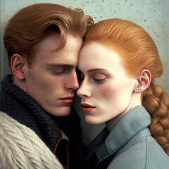 Close up of a Red Haired Couple in Love 