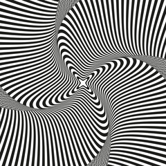 Monochrome Retro groovy psychedelic optical illusion background