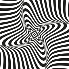 Monochrome Retro groovy psychedelic optical illusion background