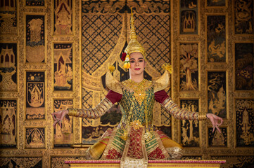 Pantomime (Khon) is traditional Thai classic masked play enacting scenes from the Ramayana with a...