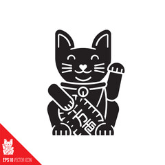 Japanese Lucky Cat Maneki-Neko vector icon