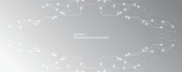 Grey white Abstract technology background, Hi tech digital connect, communication, High technology concept, Science, technology background