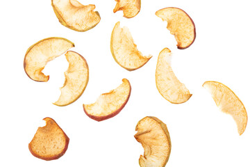 Dried apples isolated on white background.
