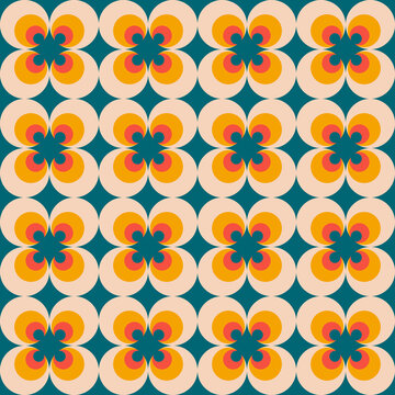 Retro groove pattern with circles in the style of 70 s