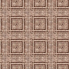 Mosaic geometric dark brown seamless texture pattern. Trendy kaleidoscope woven design for printed fabric. Rough abstract textile design. 