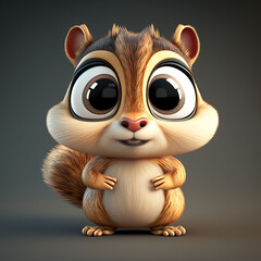 Fototapeta premium Cute chipmunk cartoon character created using generative AI tools