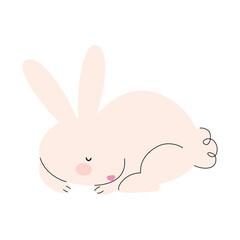 cute rabbit white lying