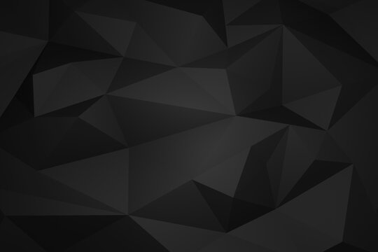 black low-polygon background 3D rendering.