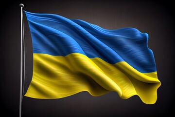 Ukraine flag waving 3d render illustration walllpaper. Generative AI