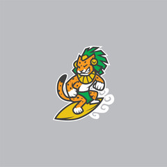 illustration of a jaguar surfing