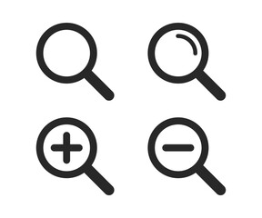 Magnifying glass icon vector. Search icon vector. Zoom In and Zoom Out Icons.