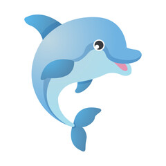 Dolphin cartoon character . Vector .