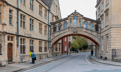 Bridge of sign with the Sheldonian theatre background - Oxford, UK