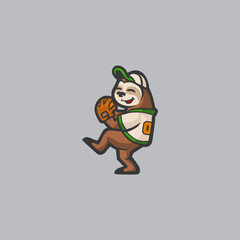illustration of a Sloth Playing Baseball © wagzdesign