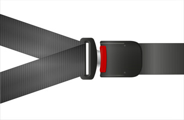 Safety seat belt, open and closed seatbelt. Art design road strap. Abstract concept car, airplane driver protection graphic element. Vector