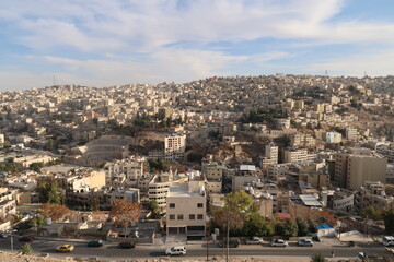 Naklejka premium Scenic view onto the skyline of Amman, view from the Citadel, Jordan