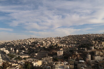 Fototapeta na wymiar Skyline of Amman, view from the citadel, Jordan