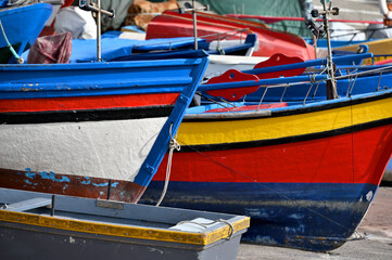 Fototapeta na wymiar Colorful fishing boats