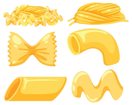 Set of pasta isoated