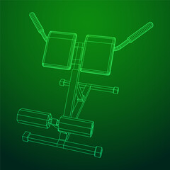 Modern exercise machine for the back and abs. Hyperextension simulator.