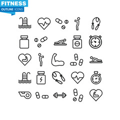 Icon set fitness, aerobic