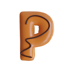 Donut Letter 3D P Alphabet