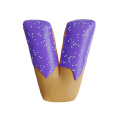 Donut Letter 3D V Alphabet