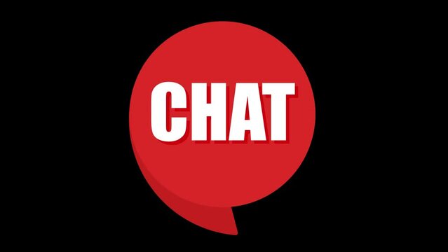 Chat. Announcement Message. On red Speech Bubble. Encouragement and Advertising Animation. 4k animation, motion design. Chat word.