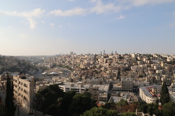 Fototapeta na wymiar Cityscape onto Amman, oldtown and Jordan Museum in the foreground, Skyscrapers in the background, Jordan