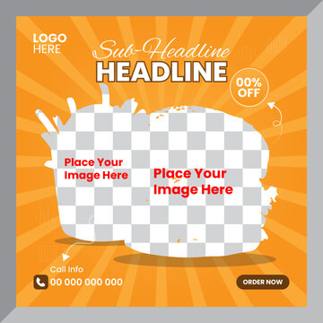 Social Media Posts Food Banner for Burger, Chips, And Drink. Template For All Restaurant Business Design Vector Illustration, Promotions On Food Menu