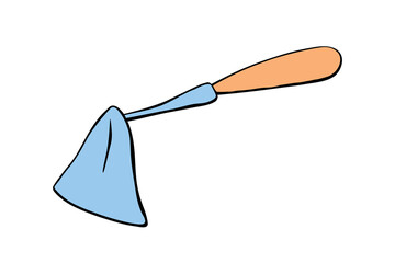 Hoe, chopper. Gardening equipment. Hand drawn colorful vector illustration in doodle flat style, isolated. Tool for working in garden, on farm, country site