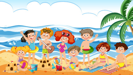 Obraz premium Kids on summer beach vacation