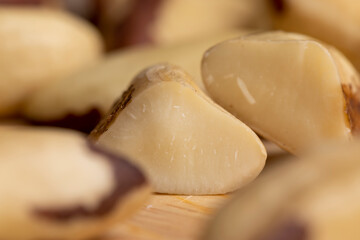 Brazil nuts peeled from the shell on the table