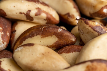 High-quality Brazil nuts peeled from the shell on the table