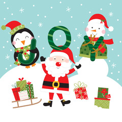 christmas greeting card with cute illustration design