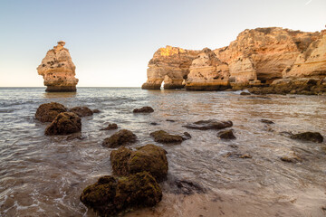 Fototapeta na wymiar Marinha beach landscape, Lagoa, Algarve, Portugal