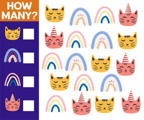 How many Cat, game for children. printable worksheet