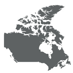 Canada - smooth grey silhouette map of country area. Simple flat vector illustration.