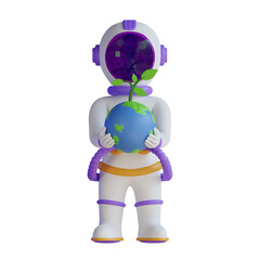 Astronaut save Earth 3D Illustration