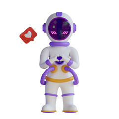 Astronaut With Love Sign Hand 3D Illustration
