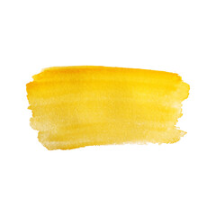 Watercolor Yellow Brushstroke hand drawn. Isolated on transparent background
