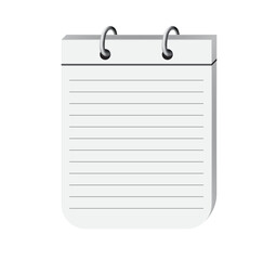3d notebook, blank page notepad vector illustration. White colored notebook page to use in education event, school projects. 