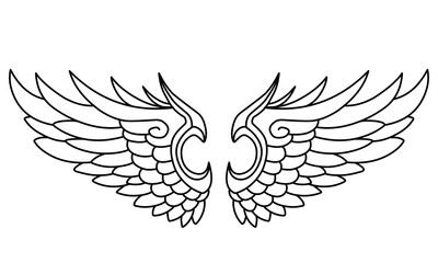 Fototapeta premium Vector angel wings line art design isolated