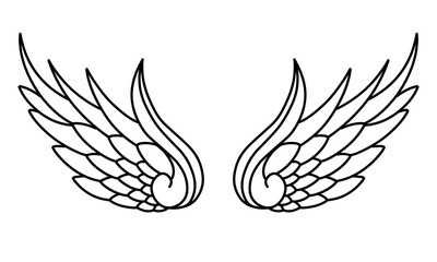 Vector angel wings line art design isolated