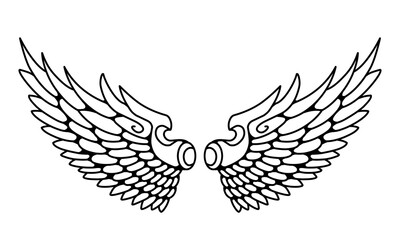 Vector angel wings line art design isolated